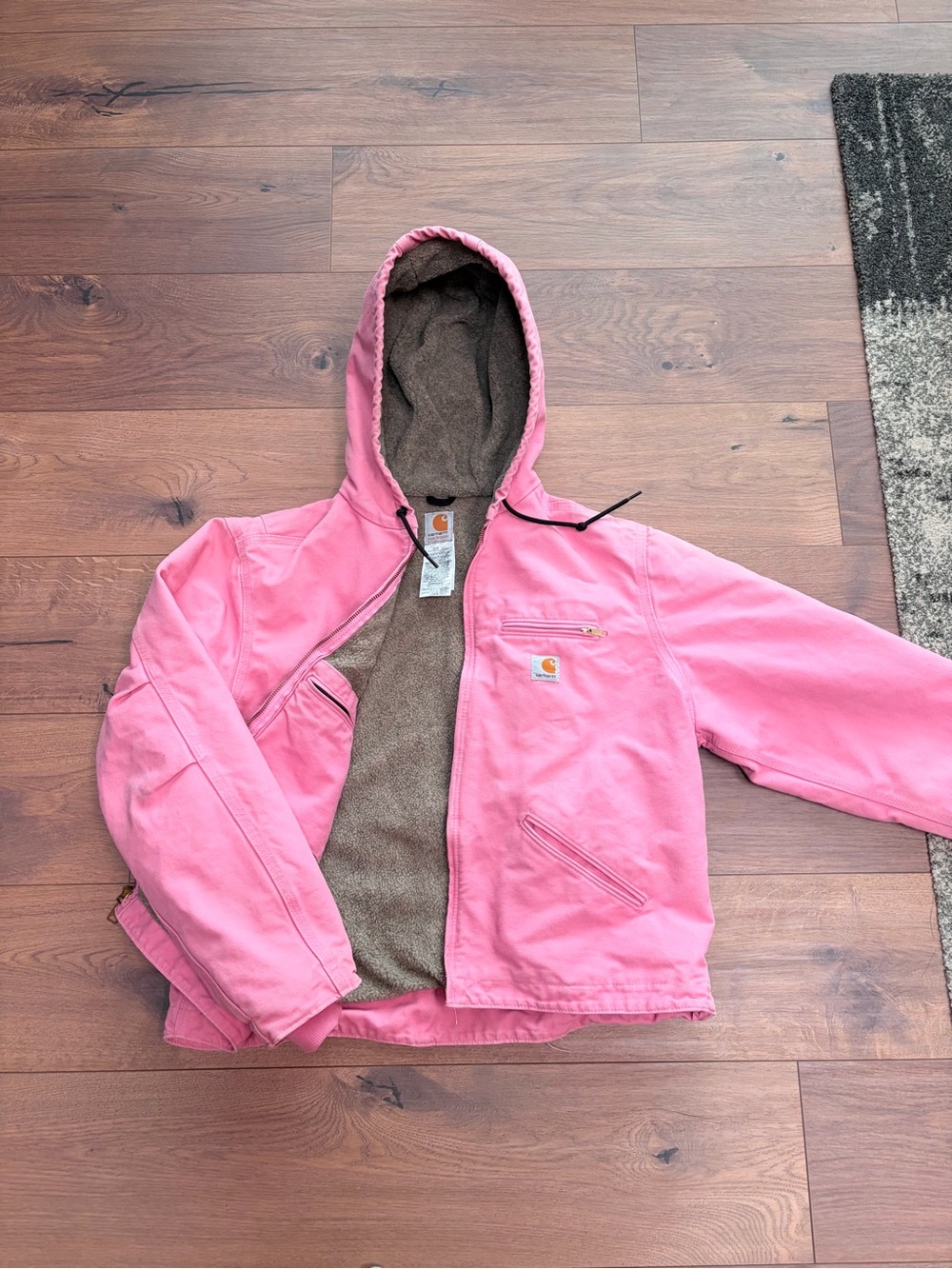 Super RARE Carhartt Pink Hooded Jacket with Sherpa Interior